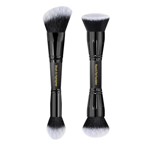 LORYP Black Makeup Brush Set - 2Pc Duo End Foundation & Blush