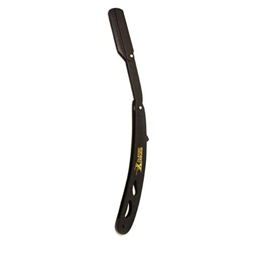 CS-102 Matte Black Folding Straight Razor, Shavette with 100 Count Single Edge Razor Blades (Black)