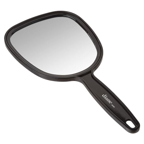 Diane Hand Mirror ? Standard 1X Magnification Hand Held Mirror, Single Sided Vanity Makeup Mirror for Women, Men, Salon, Barber, Shaving, and Travel, Medium 5" x 11" In Black