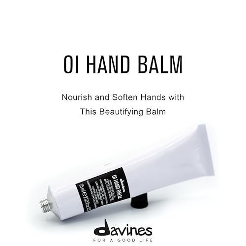 Davines OI Hand Balm, Nourishing Anti-Aging Hand Cream for All Skin Types - Protects Hands from Environmental Damage with Antioxidant Roucou Oil - Lightweight & Fast Absorbing Hydration, 2.54 Fl Oz