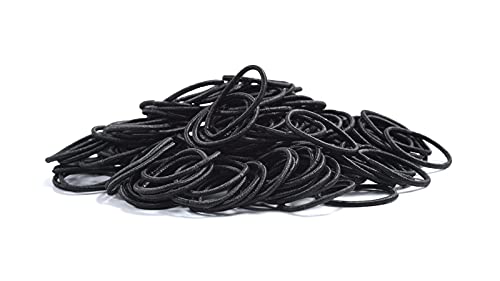 Black Hair Elastics for Girls, 100 Pack Soft Rubber Bands