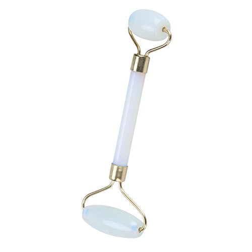1Pcs Natural Jade Double-head Beauty Roller Anti-Aging Face Roller Eye Neck Massager Slimming Tool Tool(Light Blue)
