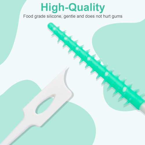 ACSKD Green Dental Floss Picks 200 Count - Soft Rubber Brush Head Interdental Toothpicks for Travel