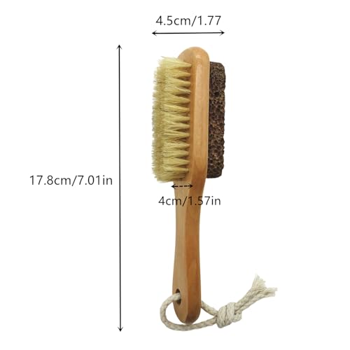 Natural Lava Pumice Stone Foot Brush & Callus Remover with Wooden Handle