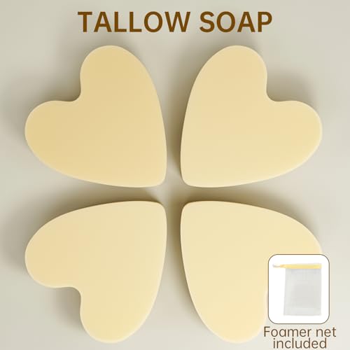 Tallow Soap, Beef Tallow Soap, Tallow Soap Bar, Handmade Unscented Beef Bar for Men Women Body Hand Face All Skin Soothes, Hydration - No Dyes, No Chemicals, No Fragrances, 50g
