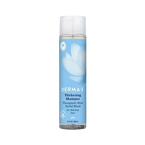 DERMA-E Thickening Shampoo for Thinning Hair ? Natural Hair Growth Shampoo ? Sulfate Free Therapeutic Mint and Herbal Volumizing, 10 oz