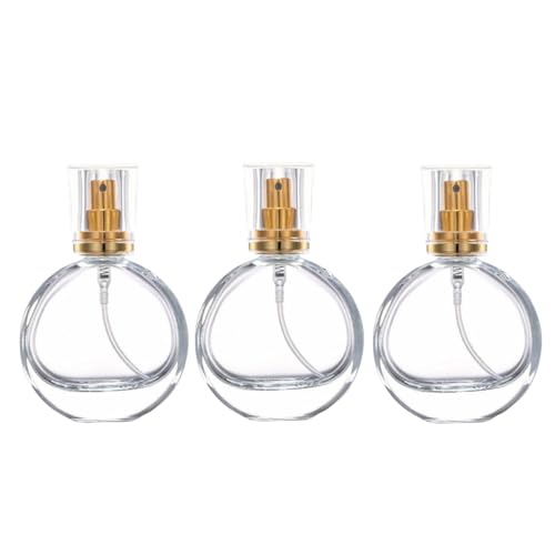 Oblate Clear Glass Perfume Bottles with Gold Sprayers - 3 Pack, 30ml
