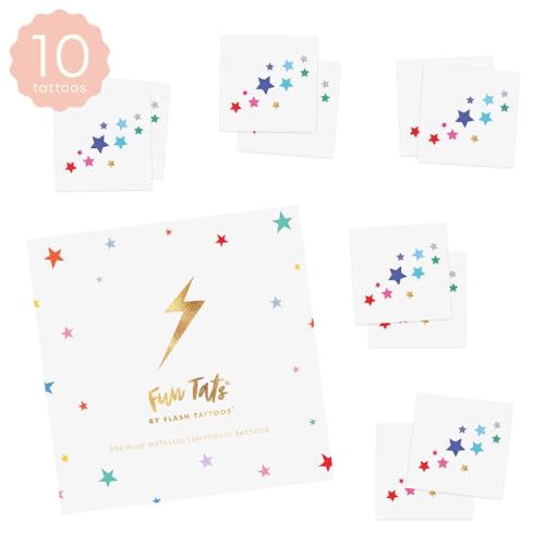 Rainbow Delight Stars Flash Tattoos Set of 10