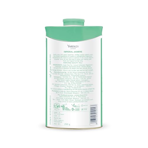 Yardley London Jasmine Perfumed Talcum Powder - 250 g. 8.8 oz, Deodorizing Talc