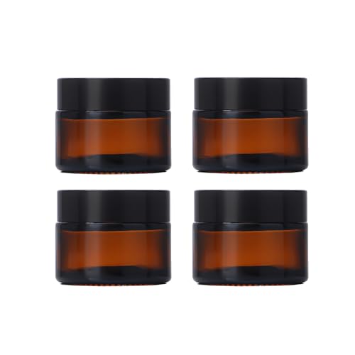 4-Pack Amber Glass Jars 0.5oz for Cosmetics, Creams & Oils