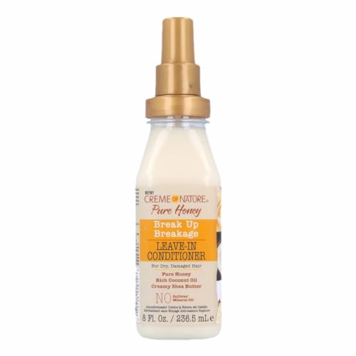 Creme Of Nature Leave In Conditioners With Honey, Coconut Oil And Shea Butter, Pure Honey Break Up Breakage 8 Oz And Knot Away Detangler 8 Oz