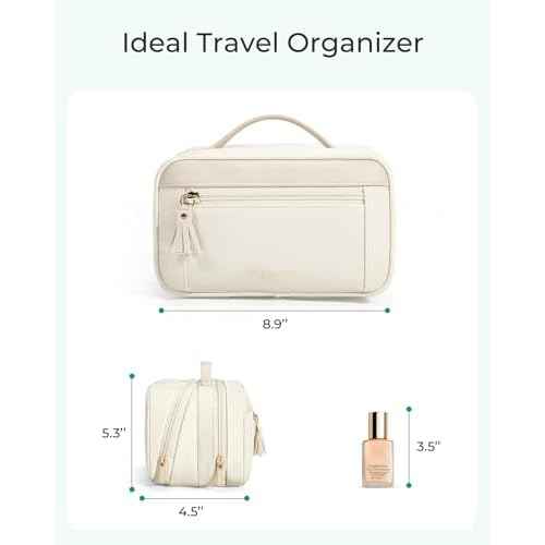 BAGSMART Travel Makeup Bag Cosmetic Bag for Women, Wide-open Portable Make Up Organizer for Women for Essentials Cosmetics Toiletries Accessories, Brushes, Medium Capacity