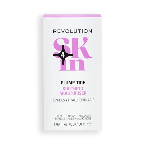 Revolution Skin, Plump-Tide Peptide & Hyaluronic Acid Soothing Moisturizer, Calming Face Cream with Peptides, Vegan & Cruelty-Free, 1.69 fl oz