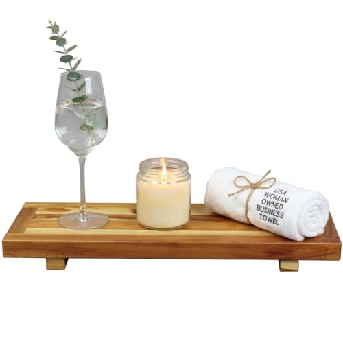 EcoDecors 29 Inch Teak Bathtub Tray with 250 lb Capacity