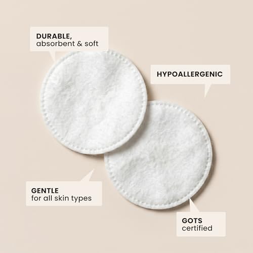Organic Cotton Makeup Remover Pads - 300 Count, Lint-Free