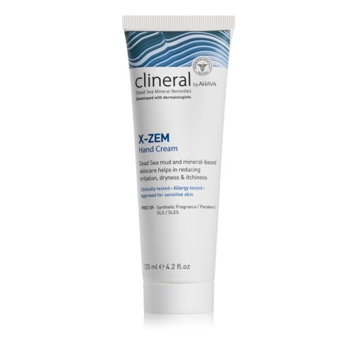 AHAVA Clineral X-Zem Hand Cream - Relieves discomfort from dermatitis, fights redness, dryness & itchiness, softens dry & rough patches, with Hippophae Oil, Shea Butter & Osmoter, 4.2 Fl.Oz