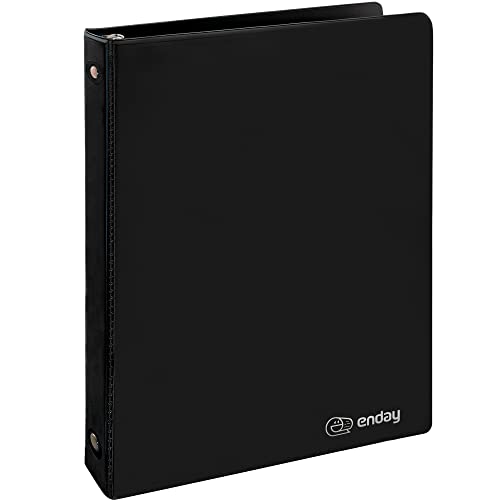 1 Inch 3 Ring Binder 1” Binder Black Clear View Cover with 2 Inside Pockets, Colored School Supplies Office and Home Binders – by Enday