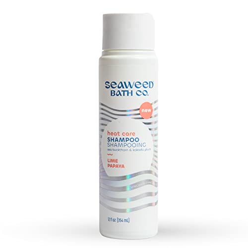 Seaweed Bath Co. Heat Care Shampoo, Lime Papaya Scent, 12 Ounce, Sustainably Harvested Seaweed, Sea Buckthorn, Kakadu Plum, For Heat Damaged Hair