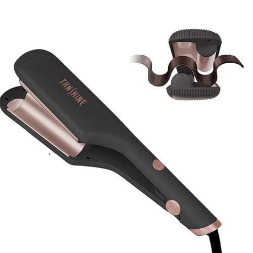 TANSHINE 1.25 Inch Dual Barrel Curling Iron for Beach Waves