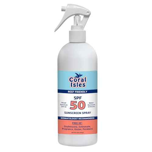 Coral Isles by Rocky Mountain Sunscreen | SPF 50 Spray | Broad Spectrum UVA/UVB Protection | Hawaii Reef-Safe Act Compliant | Oxybenzone & Octinoxate Free | Water Resistant 80 Min. | 16 Fl Oz