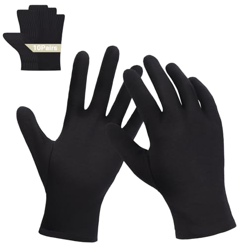 Archival Photo Gloves - 10 Pairs Black Work Gloves for Art Handling