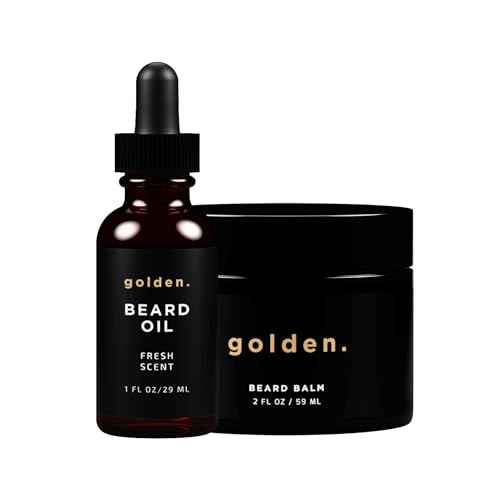 Golden Grooming Beard Bundle for Black Men | Natural Beard Growth Kit with Shea Butter (2-pack Regular, Fresh Scent)