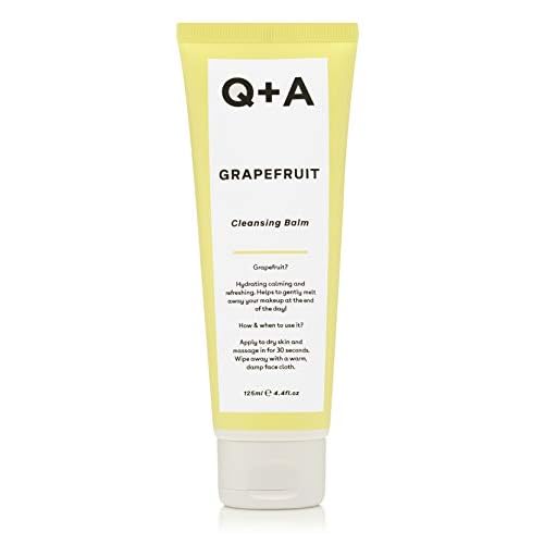 Q+A Grapefruit Cleansing Balm (125ml), Natural Makeup Remover with Cocoa Butter and Squalane, Hydrating Face Cleanser, Skincare for All Skin Types, Cleanse and Moisturize Skin