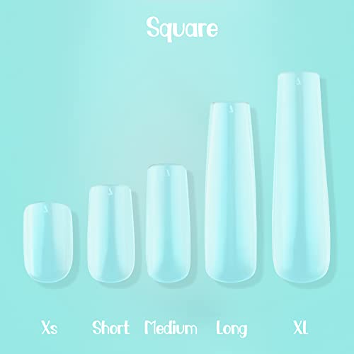 Square Medium Starter Kit | NABulous | Soft Gel Tips Kit | Square Shaped | Medium Length |Complete Nail Kit | pH Bonder | Primer | Extend Gel | Top Coat | Clear, DIY (Square Medium)
