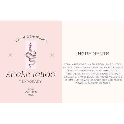 Fashion Realistic Big Size Black Snake Temporary Tattoo Stickers for Women Men Waterproof Fake Tattoo Waist Body Forearm Arm (Pack of 10)