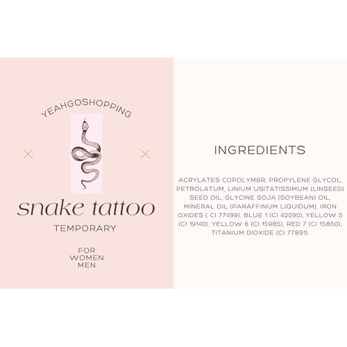 Fashion Realistic Big Size Black Snake Temporary Tattoo Stickers for Women Men Waterproof Fake Tattoo Waist Body Forearm Arm (Pack of 10)
