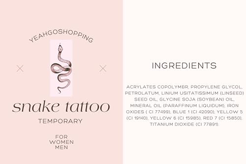 Black Snake Temporary Tattoo Stickers, Waterproof Fake Tattoos (4 Pack)