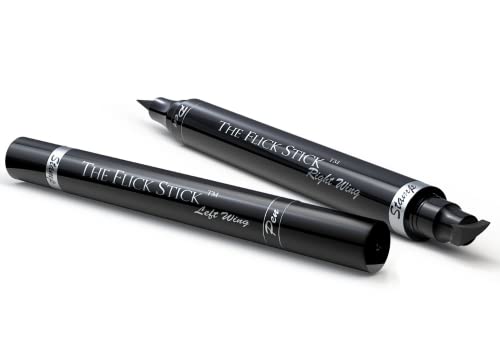 The Flick Stick Winged Eyeliner Stamp by Lovoir, Waterproof Make Up, Smudgeproof, Long Lasting Liquid Eye liner Pen, Vamp Style Wing, 2 Wingliner Pens (12mm Vintage, Midnight Black)