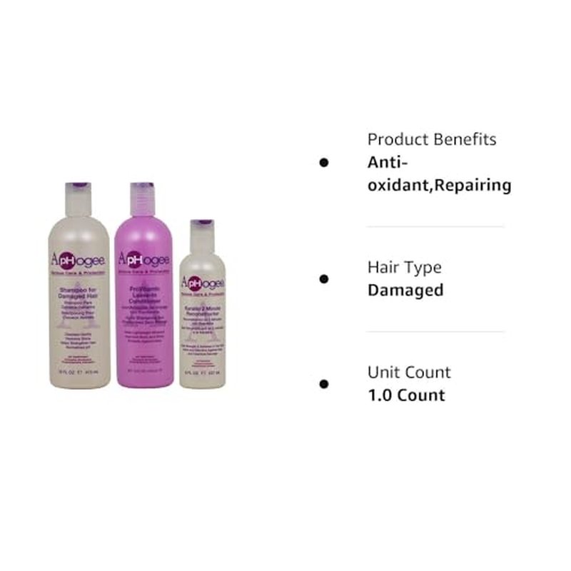 Aphogee Damaged Hair Repair Set: Shampoo, Leave-In Conditioner & Keratin Reconstructor