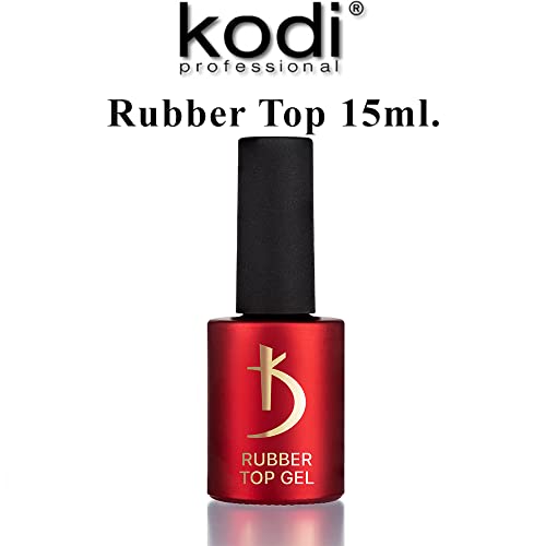 kodi professional Rubber Top Gel Coat Elastic Glossy Finish, UV/LED Curable, Strong Protection, Clear (Top Rubber 15ml (0.50 fl oz))