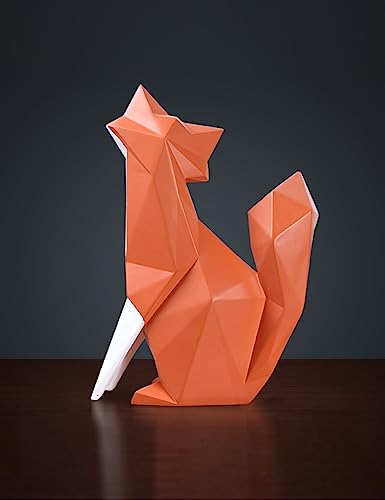 HAUCOZE Fox Figurine Statue Gifts Modern Sculpture Decor Home Gifts Animal Arts Polyresin Geometric Crafts 8.0 inch