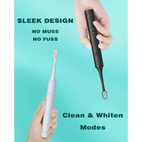 GEM GLAMOUR ENERGY MAGIC Sonic Electric Toothbrush for Adults and Kids 3 Heads Rechargeable Power Tooth Brush Travel Toothbrushes Gifts Stocking Stuffers-Black