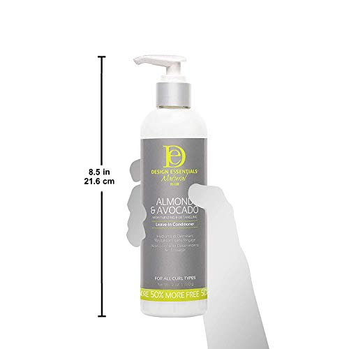 Design Essentials Almond & Avocado Moisturizing & Detangling Leave-In Conditioner for Curly Hair, 12 Ounce
