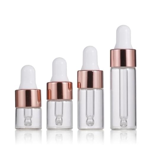 Rose Glass Dropper Bottles for Essential Oils, 4-Pack 1-5ml