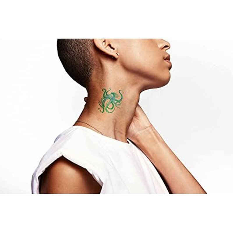 6 Sheets Temporary Tattoos Blue Octopus with Tentacles Watercolor on White Background Tattoo Sketch Temporary tattoo Neck Arm Chest for Women Men Adults 3.7 X 3.7 Inch Watercolor Tattoo