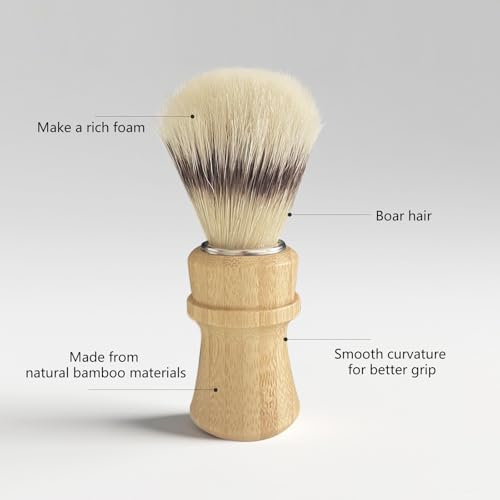 Men's Shaving Kit with Natural Boar Bristle Shaving Brush, Pure Bamboo Shaving Brush Stand with Bowl | Complete Wet Shaving Set for Smooth & Luxurious Shave