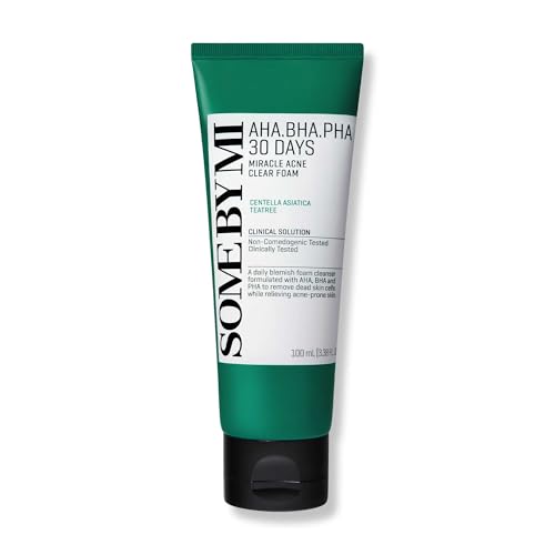 SOME BY MI AHA BHA PHA 30 Days Miracle Acne Clear Foam ? 3.38oz, 100ml ? Korean Acne Face Wash for Smooth & Clear Skin ? Salicylic Acid Cleanser for Exfoliation & Sebum Control ? Korean Skin Care