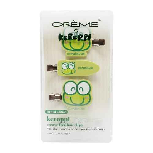The Cr?me Shop X Keroppi Hair Clips Hair Clips - Crease-Free, Comfortable, Teeth-Free Design, Prevents Hair Damage, Cruelty-Free, Vegan, Limited Edition (Pack of 4)