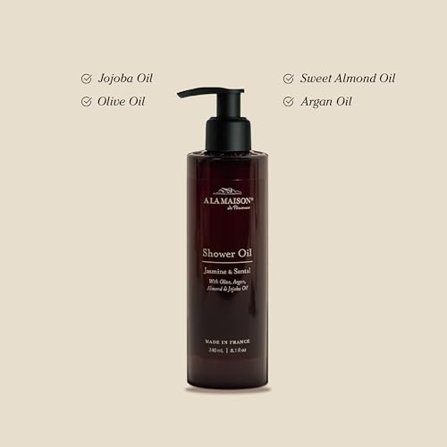 A La Maison Amber Jasmine & Santal Starter Kit - Shower Oil + Body Scrub ? Gently Exfoliates & Softens Skin ? French Formula, Plant-Based