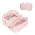Hynes Eagle Travel Makeup Bag for Women Puffy Cosmetic Organizer Pouch Open Flat Toiletry Bag for Toiletries, Brushes Pink