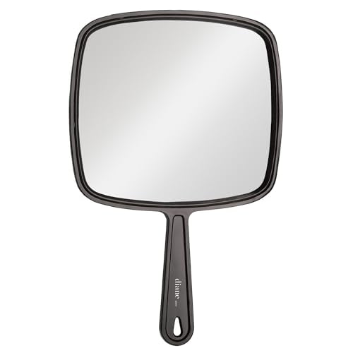Diane Professional Quality Hand Mirror ? Hand Held Mirror with Handle, Single Sided Vanity Makeup Mirror for Women, Men, Salon, Barber, Shaving, and Travel, Medium 7.5" x 10.75" In Black