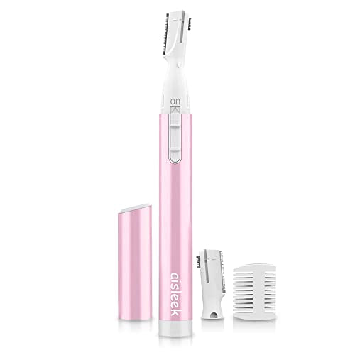 Eyebrow Trimmer, Facial Hair Trimmer Precision Detailer with Rinseable Blade, Battery Powered Double-Sided Eyebrow Razor with Comb, Compact Pen-Size Safe Painless Shaver for Chin Peach-Fuzz