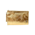 Yves Saint Laurent YSL Cosmetic GOLD FLAT Pouch Makeup Bag YSL Fragrance Bag (9.25L X 6H X 0.25W)- MINI/SMALL - (9393)