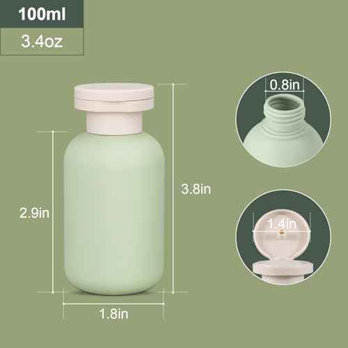 ASEVAT Leak Proof Travel Bottle with Flip Cap, Shampoo and Conditioner Bottle Set, Refillable Containers for Lotion, Cream Shampoo (Green+Blue+Pink, 3.4 Ounces)