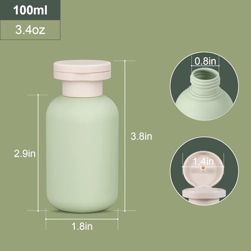 ASEVAT Leak-Proof Travel Shampoo & Conditioner Bottles Set, 3.4oz, Green, Blue, Pink