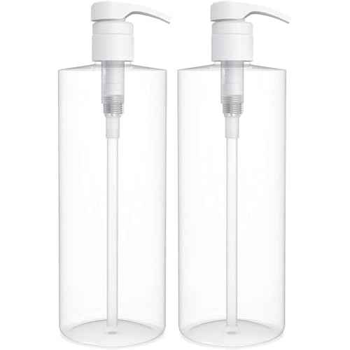 BRIGHTFROM Empty Shampoo Pump Bottles, 32 OZ / 1 Liter, BPA-Free Cylinder Containers, Household & Commercial Use, 2 Pack - Leak Proof